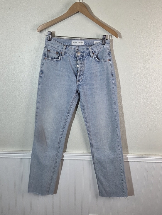 Denim Forum Denim - Denim Forum The 90s Joni Lo-Rise Loose Jeans Womens 24 Light Wash Button Fly Raw
